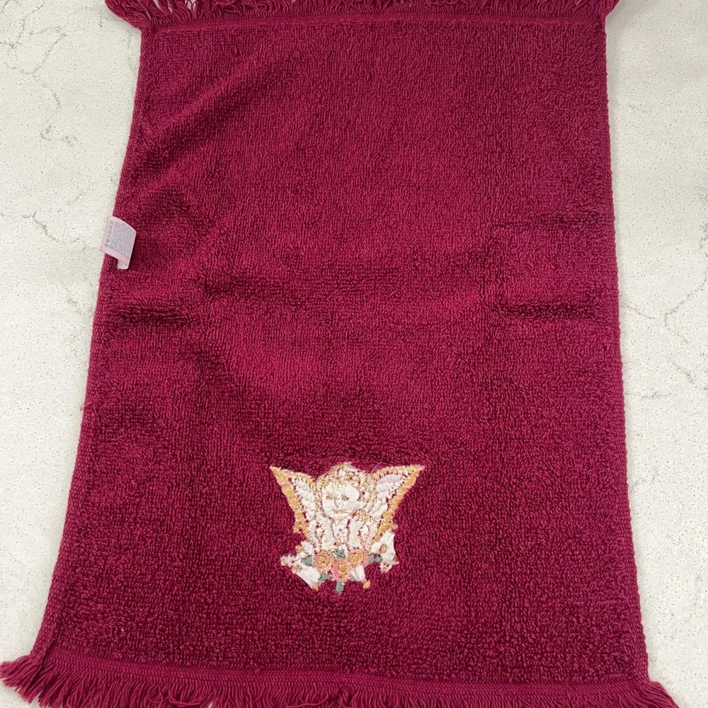 Fingertip Towel with Cherub Angel Appliqué